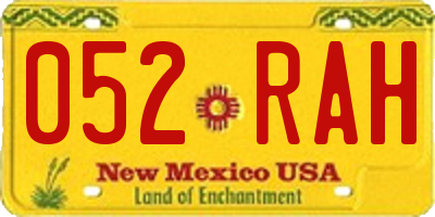 NM license plate 052RAH