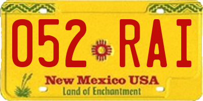 NM license plate 052RAI