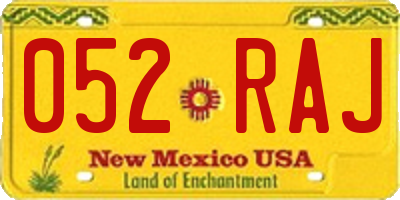 NM license plate 052RAJ