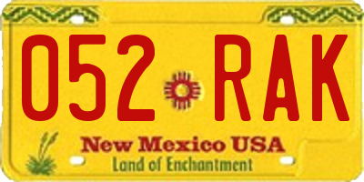 NM license plate 052RAK