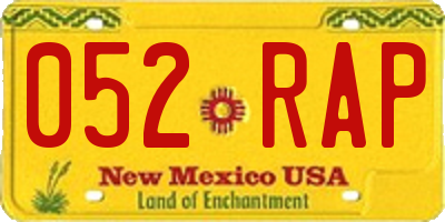 NM license plate 052RAP