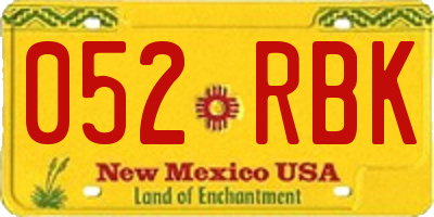 NM license plate 052RBK