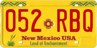 NM license plate 052RBQ