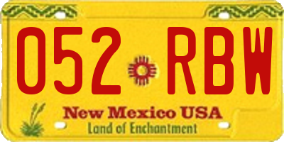 NM license plate 052RBW
