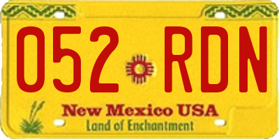NM license plate 052RDN