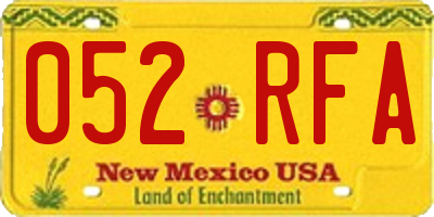 NM license plate 052RFA