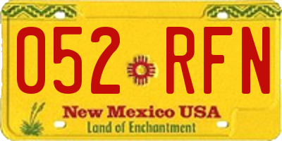 NM license plate 052RFN