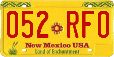 NM license plate 052RFO