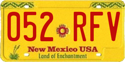NM license plate 052RFV