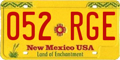 NM license plate 052RGE