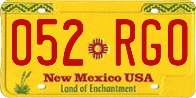 NM license plate 052RGO