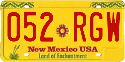 NM license plate 052RGW