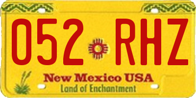 NM license plate 052RHZ