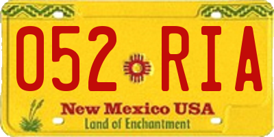 NM license plate 052RIA