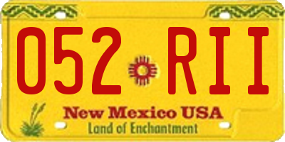 NM license plate 052RII