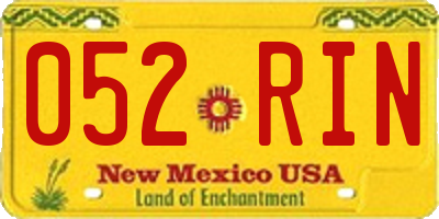 NM license plate 052RIN