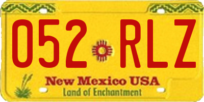 NM license plate 052RLZ