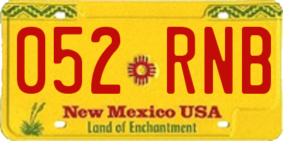 NM license plate 052RNB