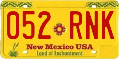 NM license plate 052RNK