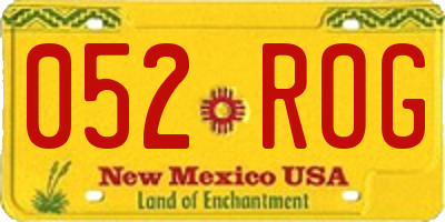 NM license plate 052ROG