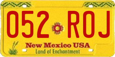 NM license plate 052ROJ