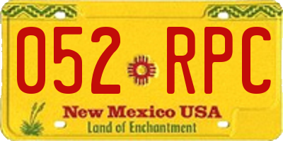 NM license plate 052RPC