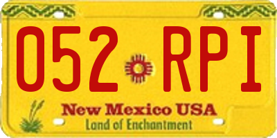 NM license plate 052RPI