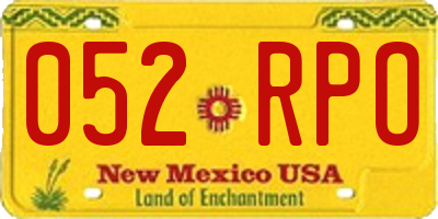 NM license plate 052RPO
