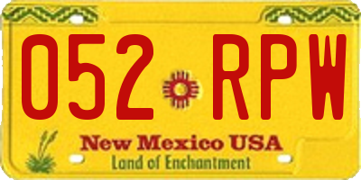NM license plate 052RPW
