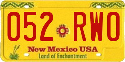 NM license plate 052RWO
