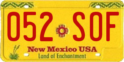 NM license plate 052SOF