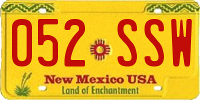 NM license plate 052SSW