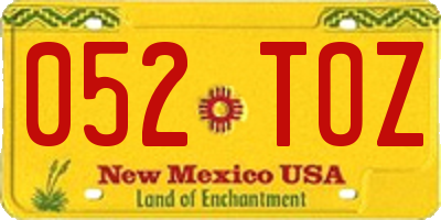 NM license plate 052TOZ