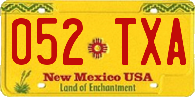 NM license plate 052TXA