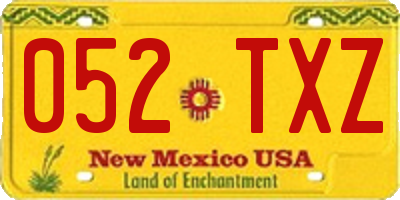 NM license plate 052TXZ