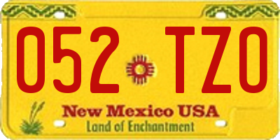 NM license plate 052TZO