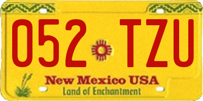 NM license plate 052TZU