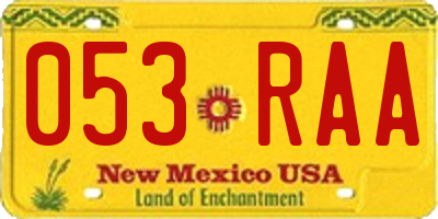 NM license plate 053RAA