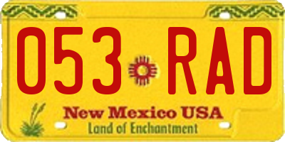 NM license plate 053RAD