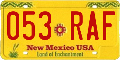 NM license plate 053RAF