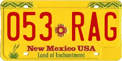 NM license plate 053RAG