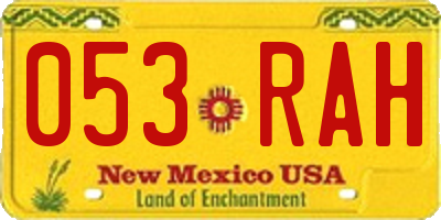 NM license plate 053RAH