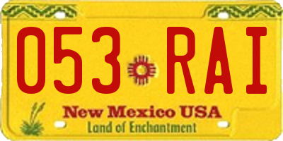 NM license plate 053RAI