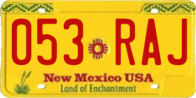 NM license plate 053RAJ