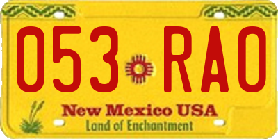 NM license plate 053RAO