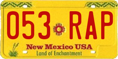 NM license plate 053RAP