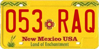 NM license plate 053RAQ