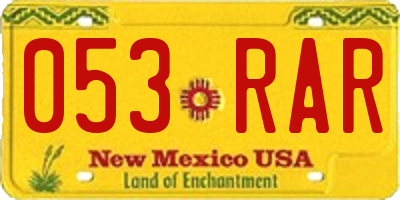 NM license plate 053RAR