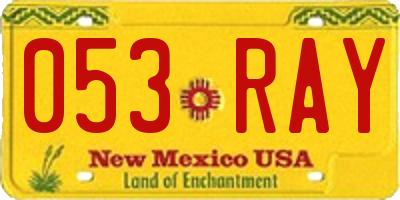 NM license plate 053RAY