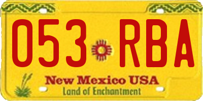 NM license plate 053RBA